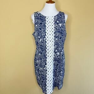 Lilly Pulitzer for Target Blue and White Floral Sleeveless Sheath Dress size 18